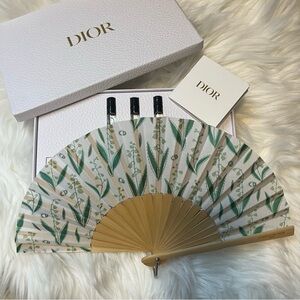 Dior Green and White Hand Fan